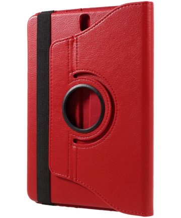 Samsung Galaxy Tab S3 Litchi Skin Hoes met Roterende Stand Rood Hoesjes