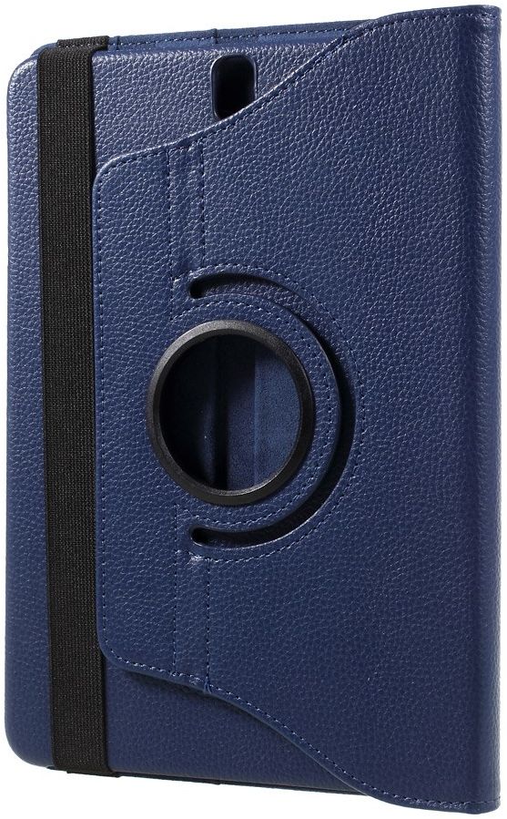 Samsung Galaxy Tab S3 Litchi Skin Hoes met Roterende Stand Donkerblauw afbeelding 2