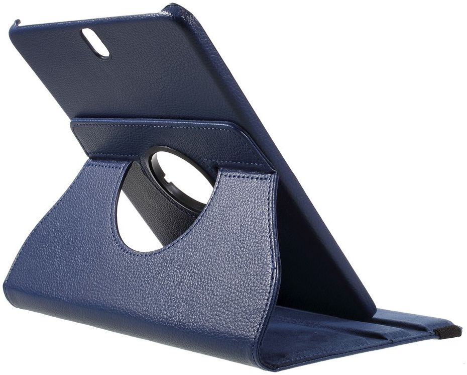 Samsung Galaxy Tab S3 Litchi Skin Hoes met Roterende Stand Donkerblauw afbeelding 8