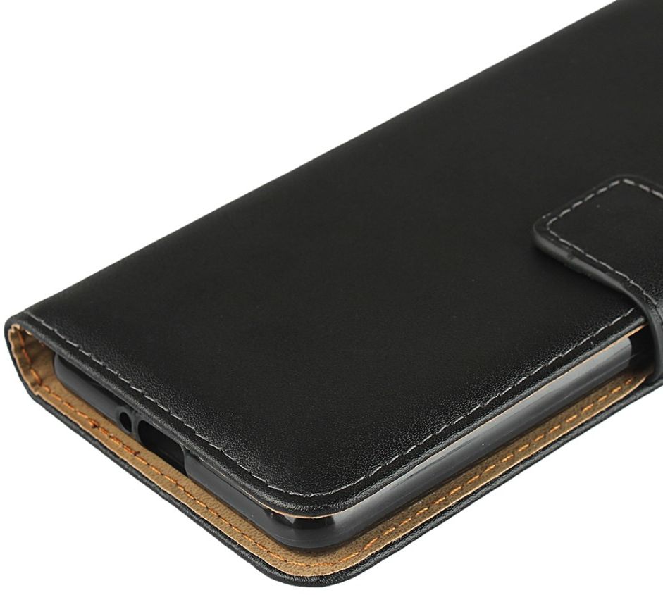 Sony Xperia 10 II Book Case Hoesje Wallet Kunst Leer Zwart afbeelding 2