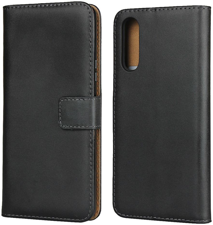 Sony Xperia 10 II Book Case Hoesje Wallet Kunst Leer Zwart afbeelding 5