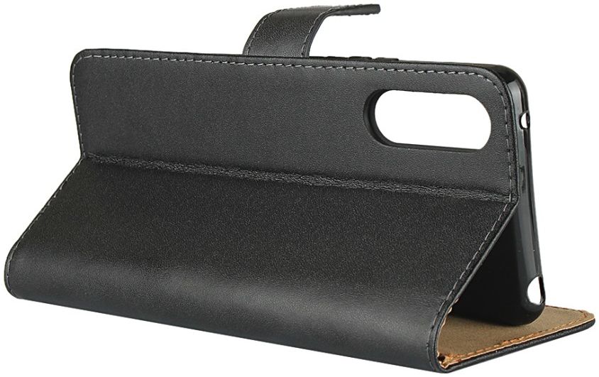 Sony Xperia 10 II Book Case Hoesje Wallet Kunst Leer Zwart afbeelding 9