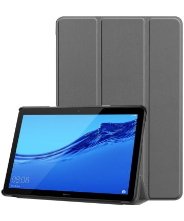 Huawei MediaPad T5 Hoes Tri-fold Book Case Grijs Hoesjes