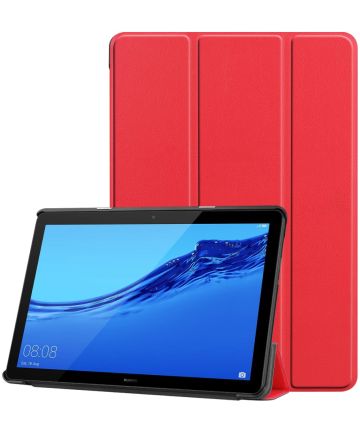 Huawei MediaPad T5 Hoes Tri-fold Book Case Rood Hoesjes