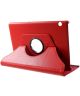 Huawei MediaPad T5 Litchi Skin Hoes met Roterende Stand Rood