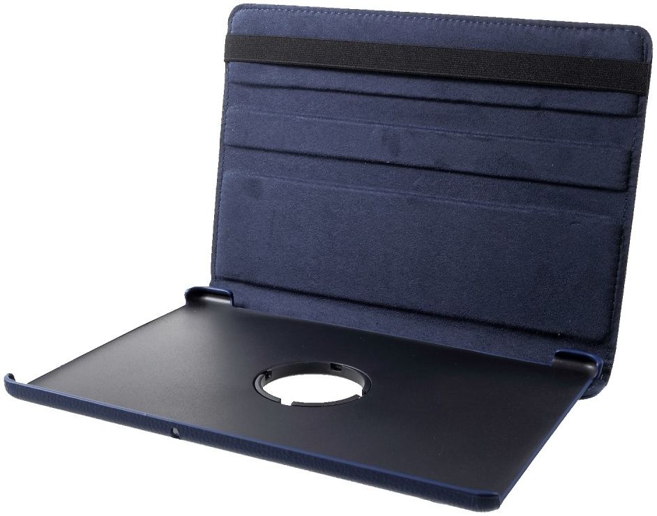Huawei MediaPad T5 Litchi Skin Hoes met Roterende Stand Donker Blauw afbeelding 4