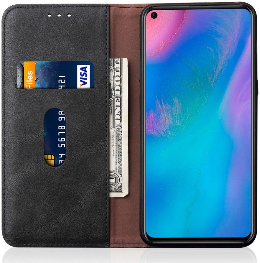 Huawei P30 Pro Crazy Horse Kunstlederen Portemonnee Hoesje Zwart afbeelding 3