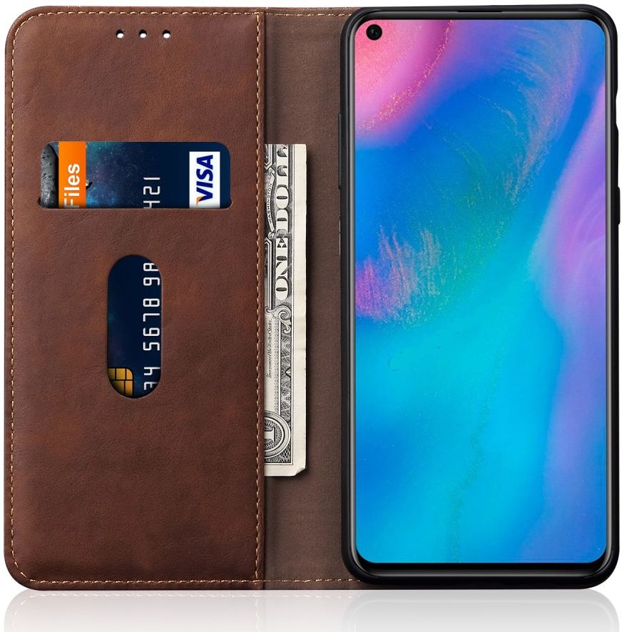 Huawei P30 Pro Crazy Horse Kunstlederen Portemonnee Hoesje Coffee afbeelding 3