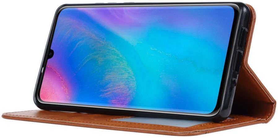 Huawei P30 Pro Portemonnee Stand Hoesje met Kaartsleuf Bruin afbeelding 3
