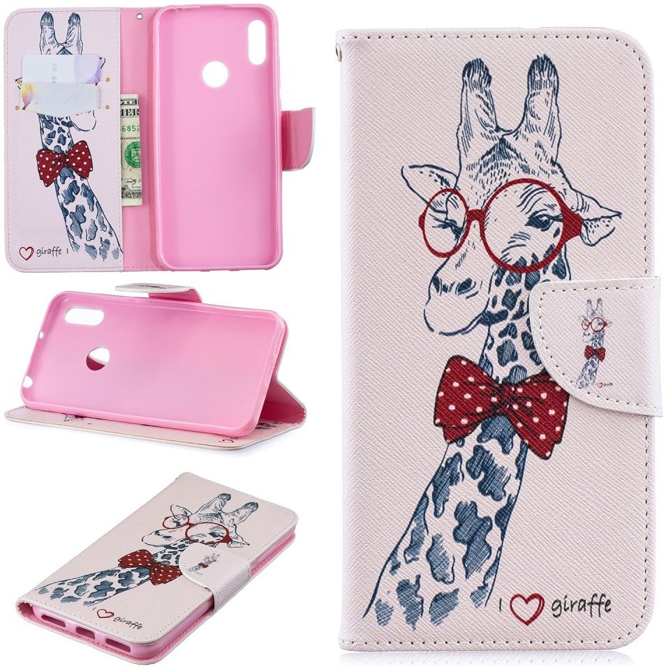 Huawei Y6 2019 / Y6s Book Case Hoesje Giraffe Print afbeelding 5