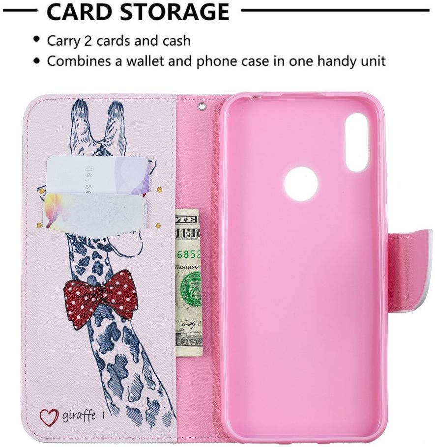 Huawei Y6 2019 / Y6s Book Case Hoesje Giraffe Print afbeelding 2