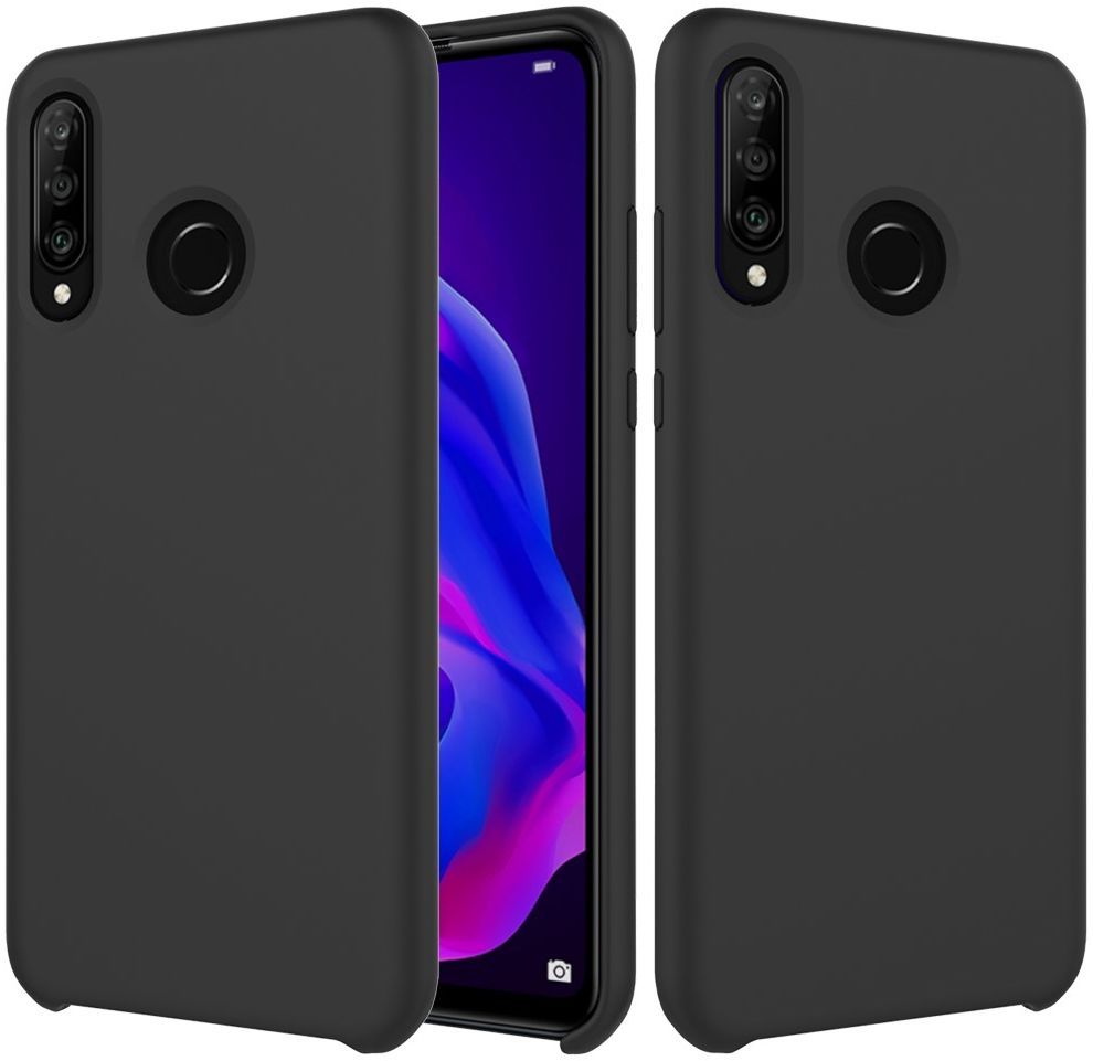 Huawei P30 Lite Siliconen Back Cover Hoesje Zwart afbeelding 1
