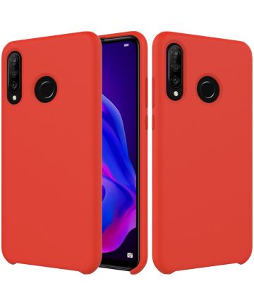 Huawei P30 Lite Siliconen Back Cover Hoesje Rood Hoesjes