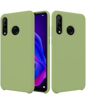 Huawei P30 Lite Siliconen Back Cover Hoesje Groen Hoesjes