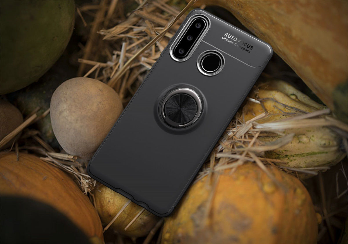 Huawei P30 Lite TPU Hoesje met Ring Kickstand Zwart/Rose Gold afbeelding 5