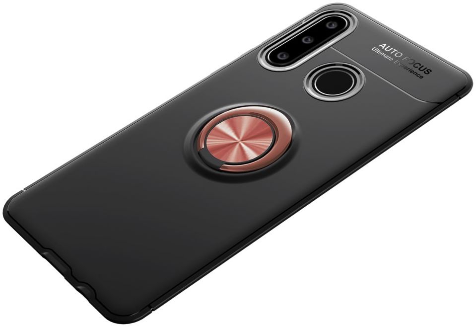 Huawei P30 Lite TPU Hoesje met Ring Kickstand Zwart/Rose Gold afbeelding 2