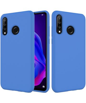 Huawei P30 Lite Siliconen Back Cover Hoesje Donkerblauw Hoesjes