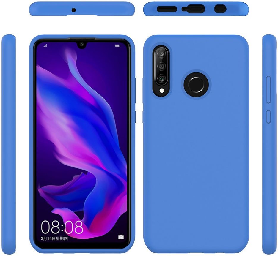 Huawei P30 Lite Siliconen Back Cover Hoesje Donkerblauw afbeelding 2