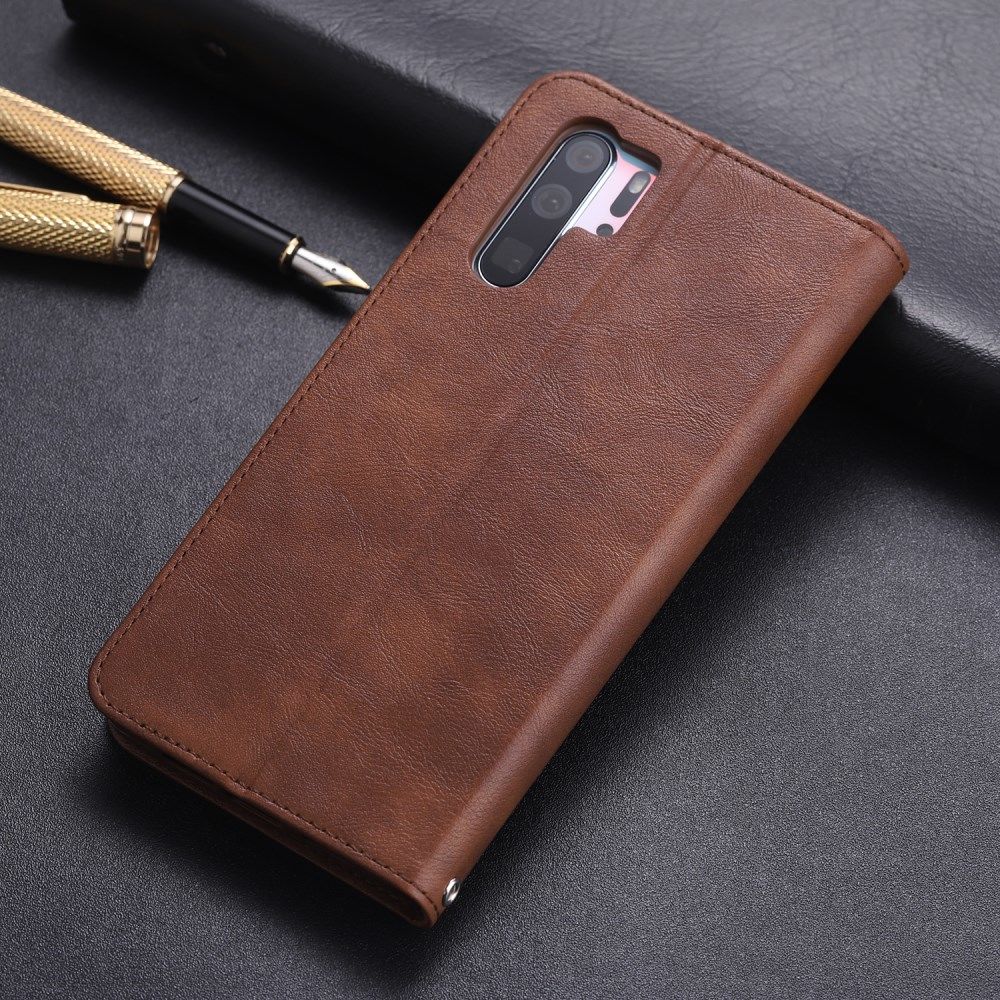 AZNS Retro Huawei P30 Pro Portemonnee Stand Hoesje Coffee afbeelding 2