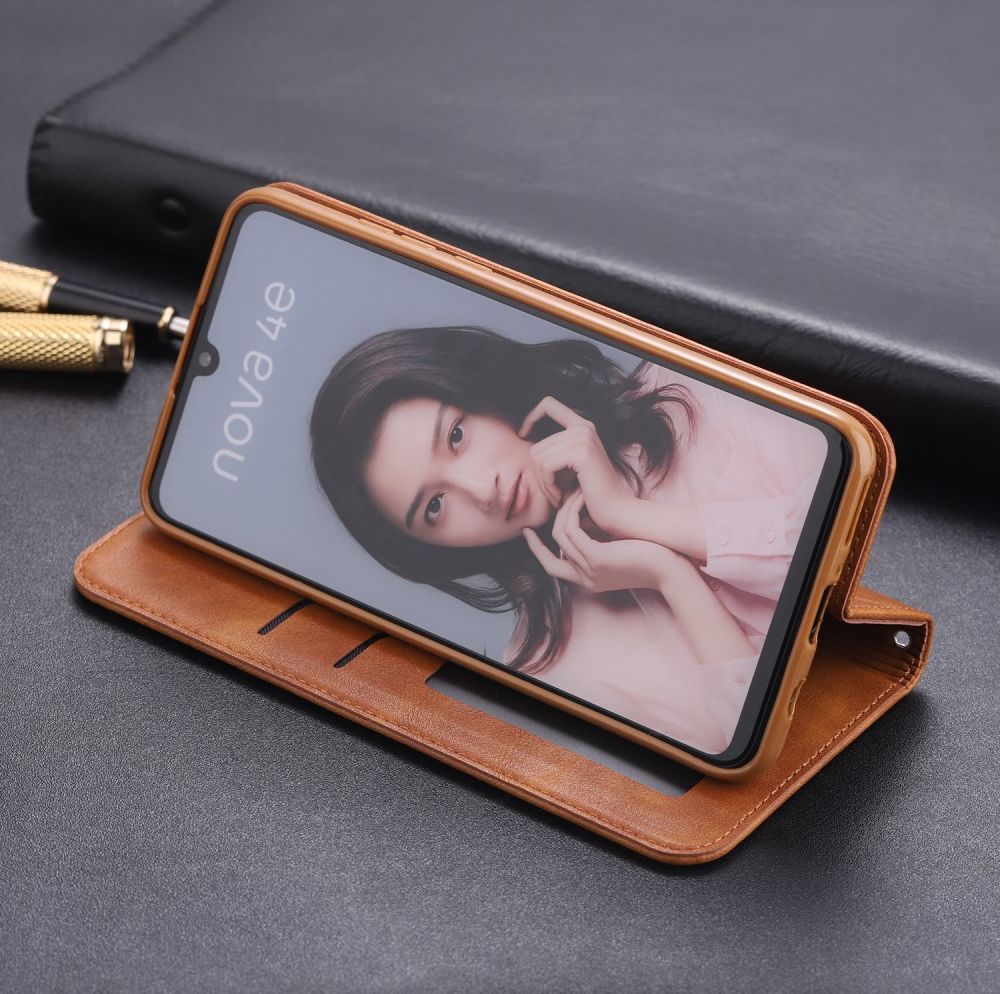 Huawei P30 Lite Crazy Horse Portemonnee Stand Hoesje Bruin afbeelding 3