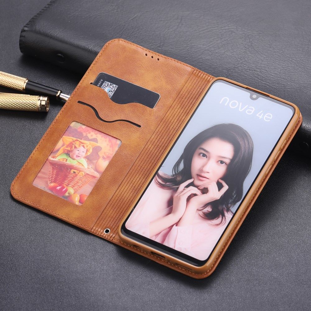 Huawei P30 Lite Crazy Horse Portemonnee Stand Hoesje Bruin afbeelding 1