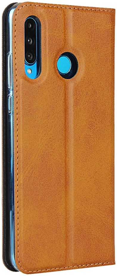 Huawei P30 Lite Kunstlederen Portemonnee Hoesje met Polsband Bruin afbeelding 4