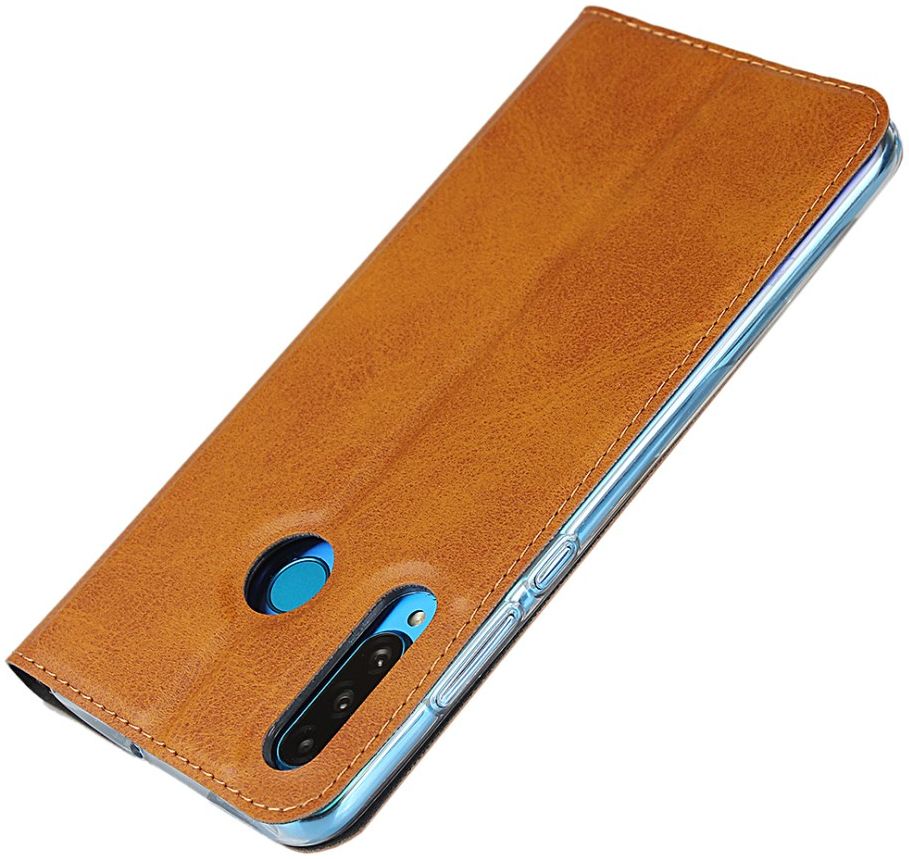 Huawei P30 Lite Kunstlederen Portemonnee Hoesje met Polsband Bruin afbeelding 6