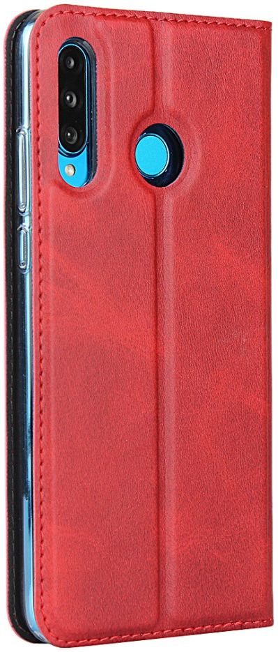 Huawei P30 Lite Kunstlederen Portemonnee Hoesje met Polsband Rood afbeelding 4