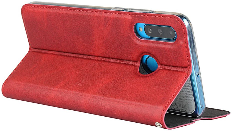 Huawei P30 Lite Kunstlederen Portemonnee Hoesje met Polsband Rood afbeelding 5