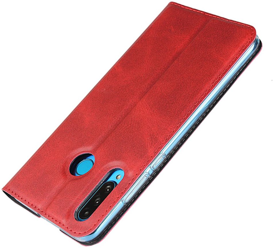 Huawei P30 Lite Kunstlederen Portemonnee Hoesje met Polsband Rood afbeelding 6