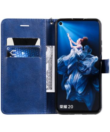 Huawei Honor 20 Kunstleer Portemonnee Stand Hoesje Blauw Hoesjes