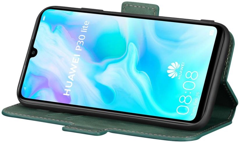 Huawei P30 Lite New Edition Vintage Book Case Hoesje Groen afbeelding 3