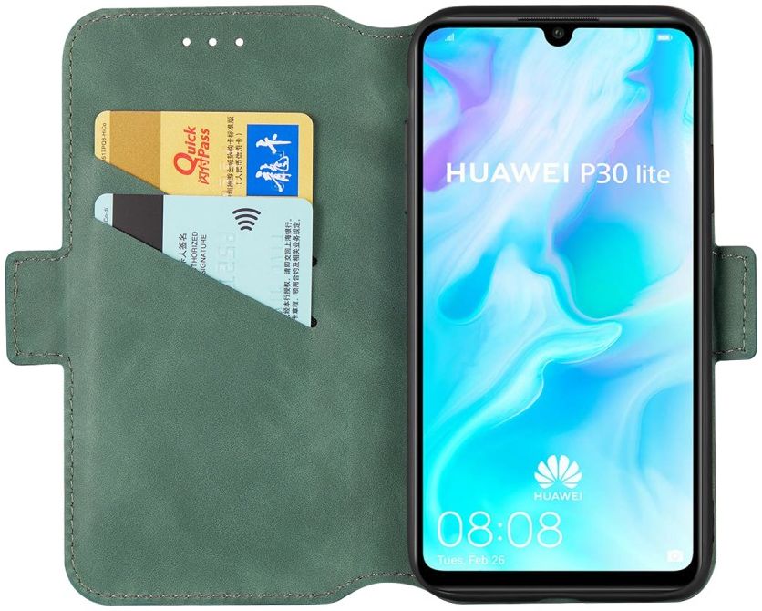 Huawei P30 Lite New Edition Vintage Book Case Hoesje Groen afbeelding 2