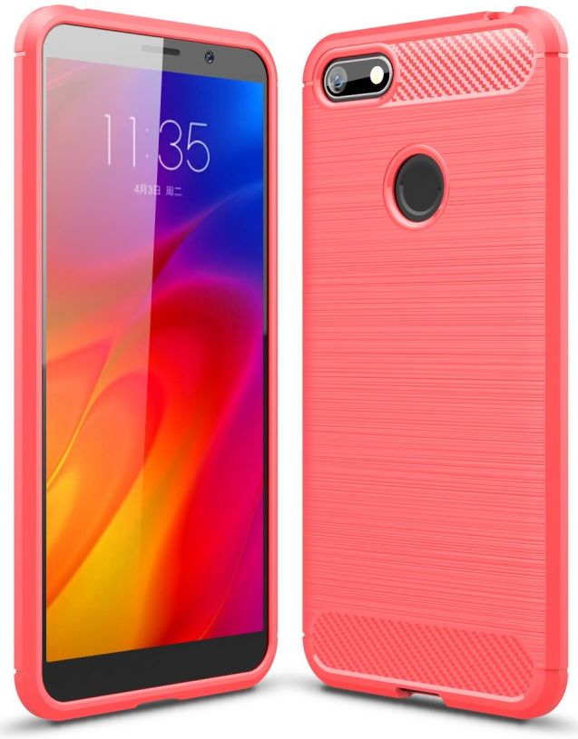 Motorola Moto E6 Play Hoesje Geborsteld TPU Flexibel Rood afbeelding 1