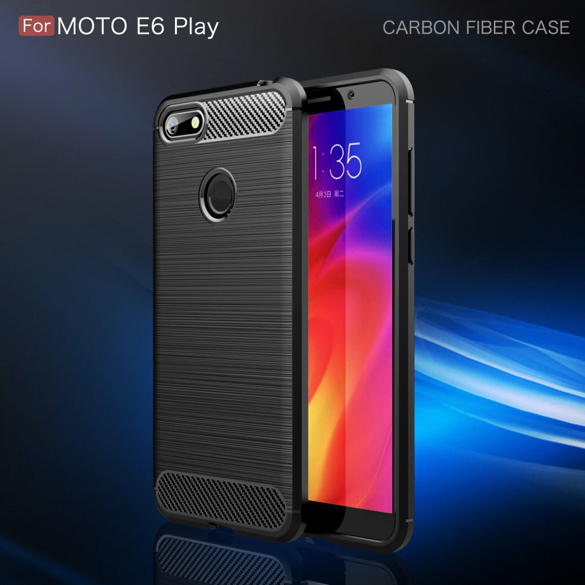 Motorola Moto E6 Play Hoesje Geborsteld TPU Flexibel Rood afbeelding 3
