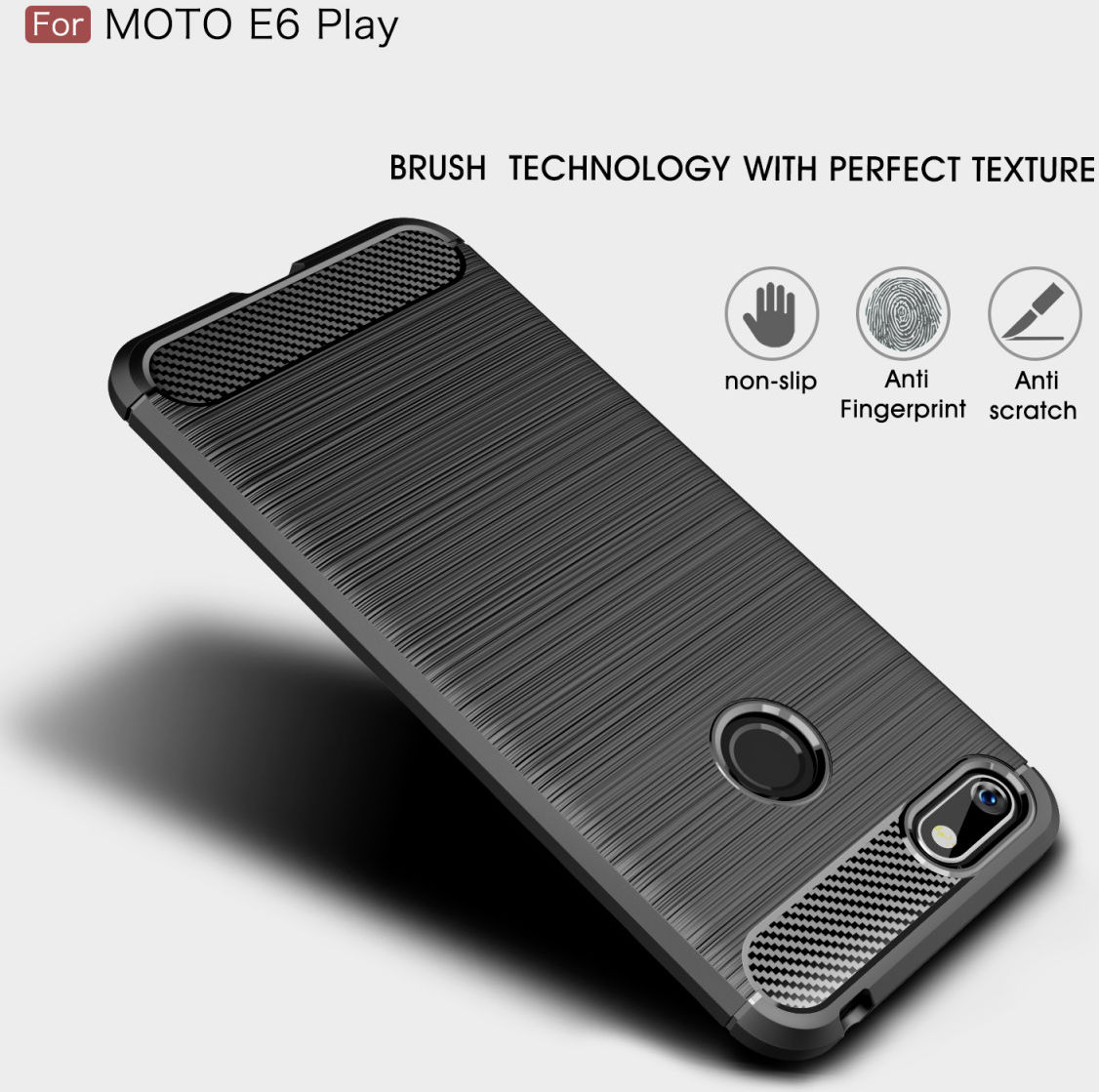 Motorola Moto E6 Play Hoesje Geborsteld TPU Flexibel Rood afbeelding 4