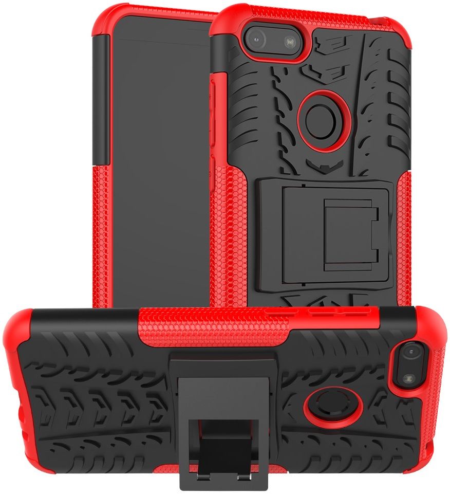 Motorola Moto E6 Play Hoesje Shockproof Hybride Kickstand Rood afbeelding 1
