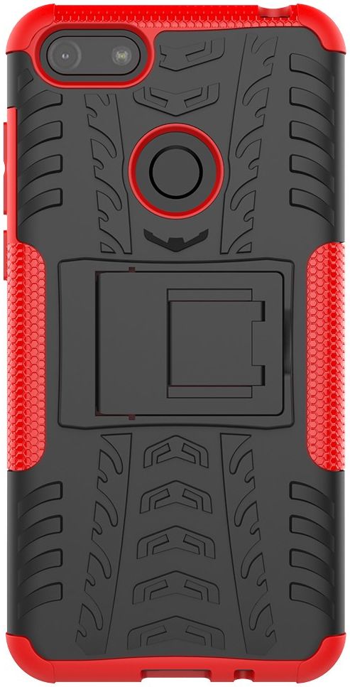 Motorola Moto E6 Play Hoesje Shockproof Hybride Kickstand Rood afbeelding 2