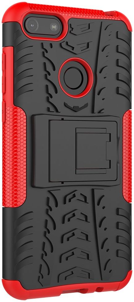 Motorola Moto E6 Play Hoesje Shockproof Hybride Kickstand Rood afbeelding 3