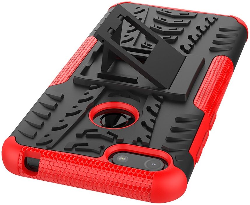 Motorola Moto E6 Play Hoesje Shockproof Hybride Kickstand Rood afbeelding 4