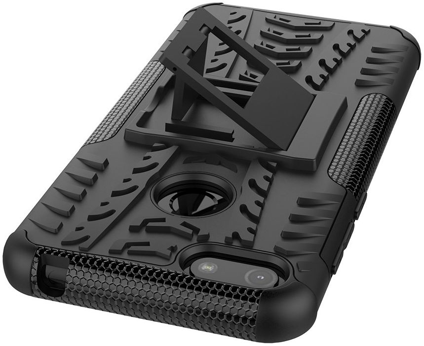 Motorola Moto E6 Play Hoesje Shockproof Hybride Kickstand Zwart afbeelding 2