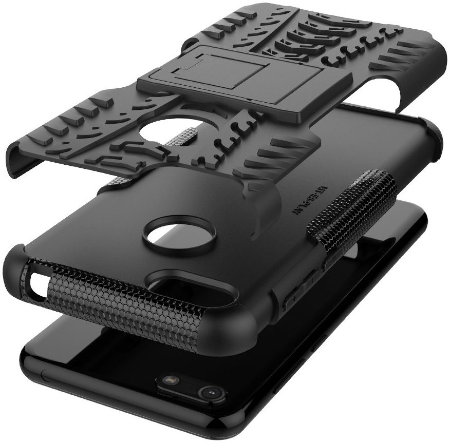 Motorola Moto E6 Play Hoesje Shockproof Hybride Kickstand Zwart afbeelding 9