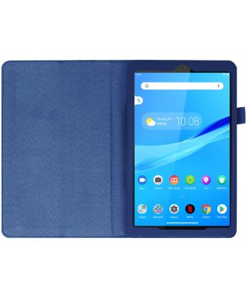 Lenovo Tab M8 Litchi Skin Two-Fold Book Case Hoes Donker Blauw Hoesjes