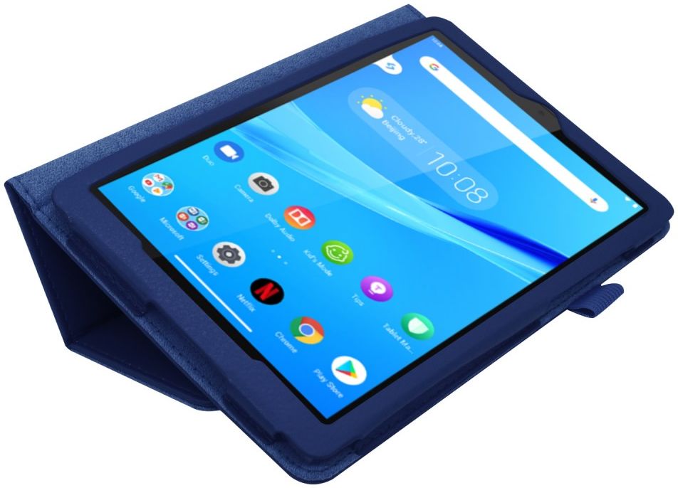 Lenovo Tab M8 Litchi Skin Two-Fold Book Case Hoes Donker Blauw afbeelding 3