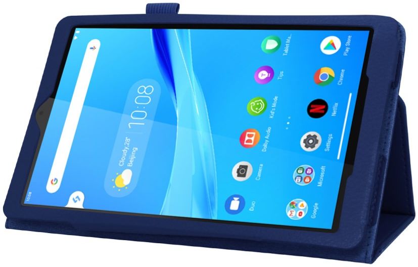 Lenovo Tab M8 Litchi Skin Two-Fold Book Case Hoes Donker Blauw afbeelding 4