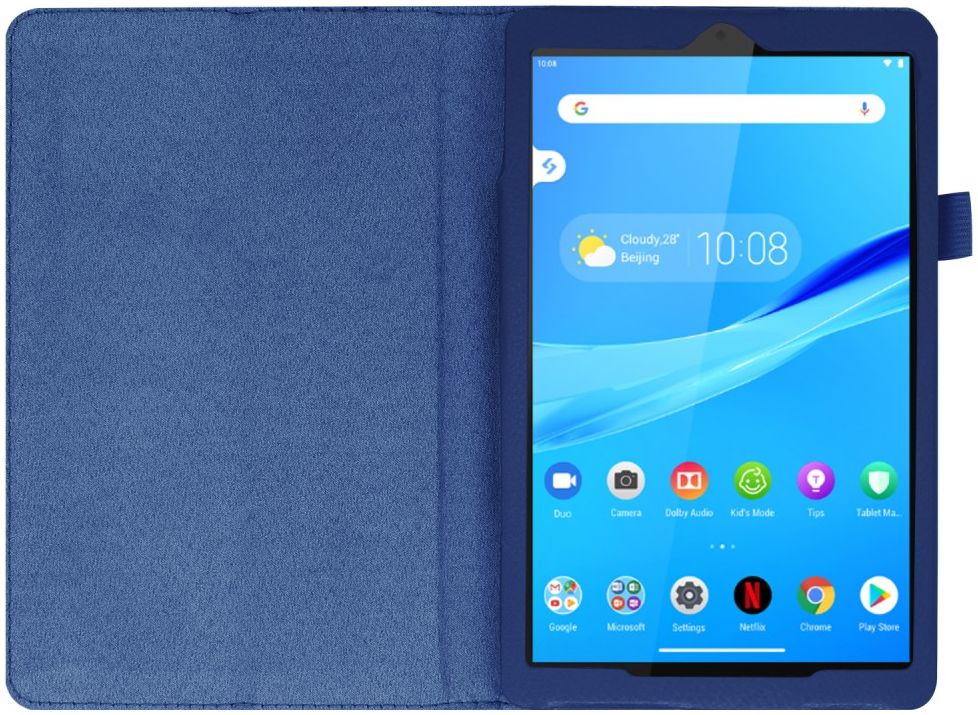 Lenovo Tab M8 Litchi Skin Two-Fold Book Case Hoes Donker Blauw afbeelding 1