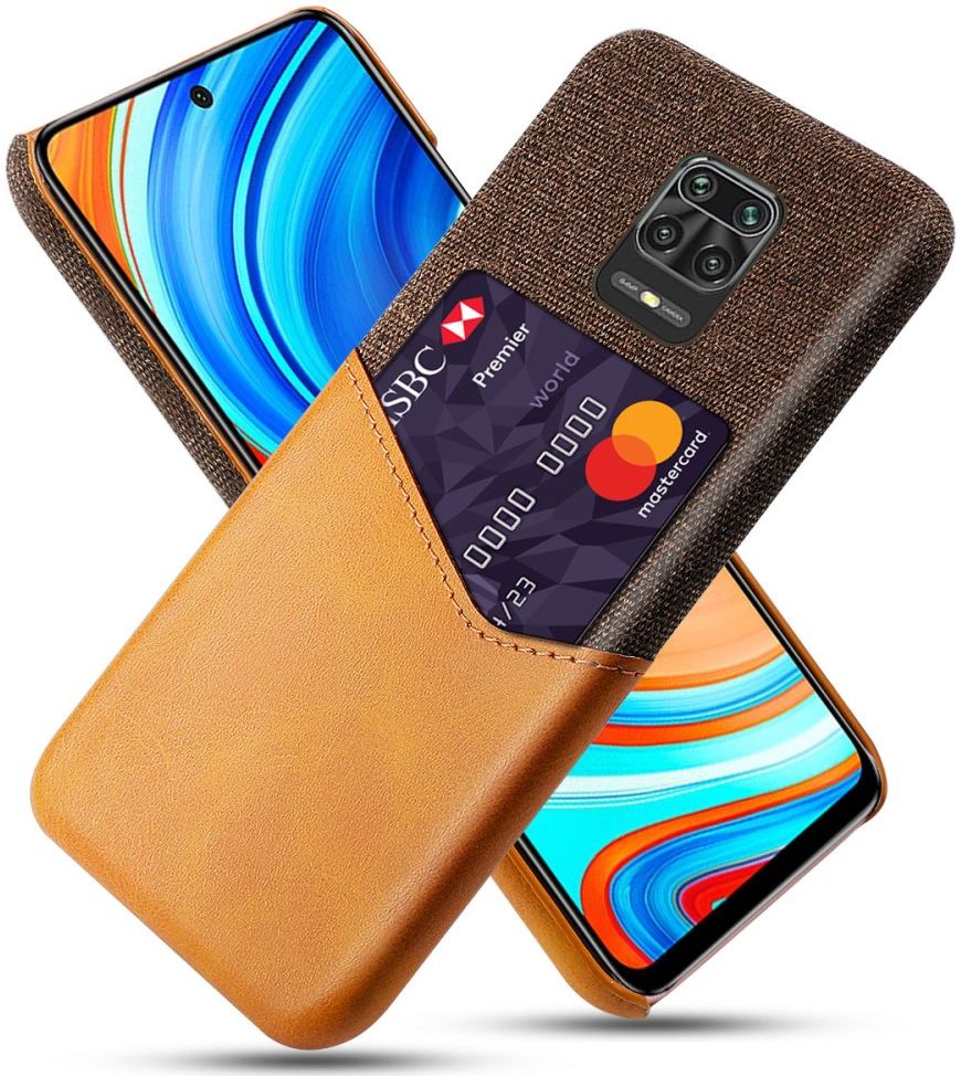 Xiaomi Redmi Note 9S / Note 9 Pro Stoffen Hoesje met Kaartsleuf Bruin afbeelding 1