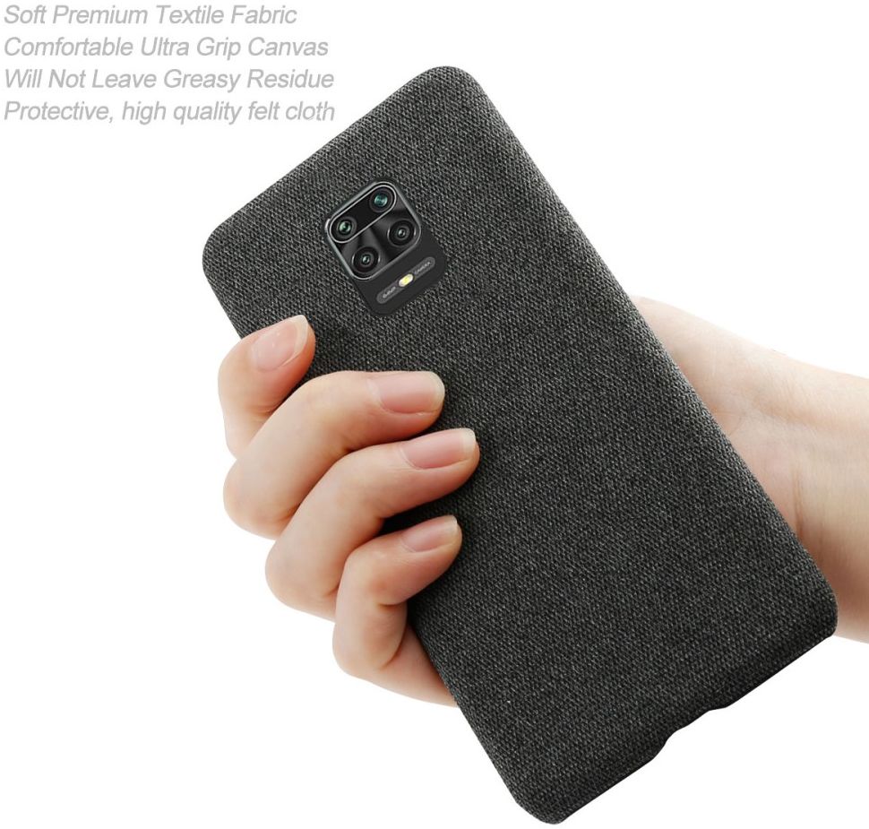 Xiaomi Redmi Note 9S / Note 9 Pro Stoffen Hoesje Back Cover Zwart afbeelding 6
