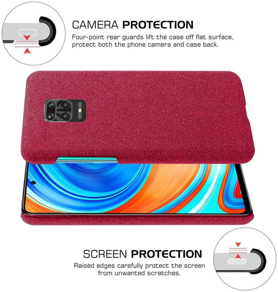 Xiaomi Redmi Note 9S / Note 9 Pro Stoffen Hoesje Back Cover Rood afbeelding 5