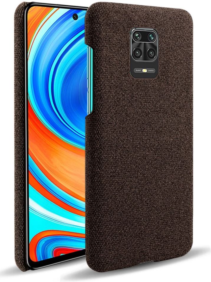 Xiaomi Redmi Note 9S / Note 9 Pro Stoffen Hoesje Back Cover Bruin afbeelding 1
